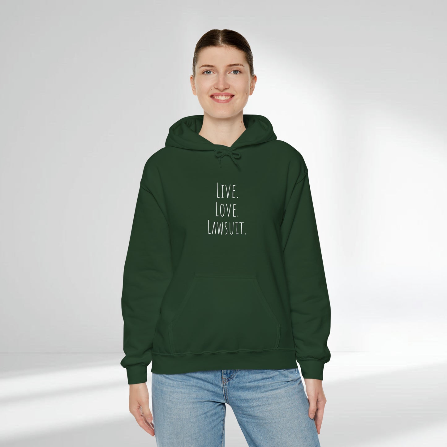 "Live. Love. Lawsuit." Statement Unisex Heavy Blend™ Hooded Sweatshirt - Hoodie