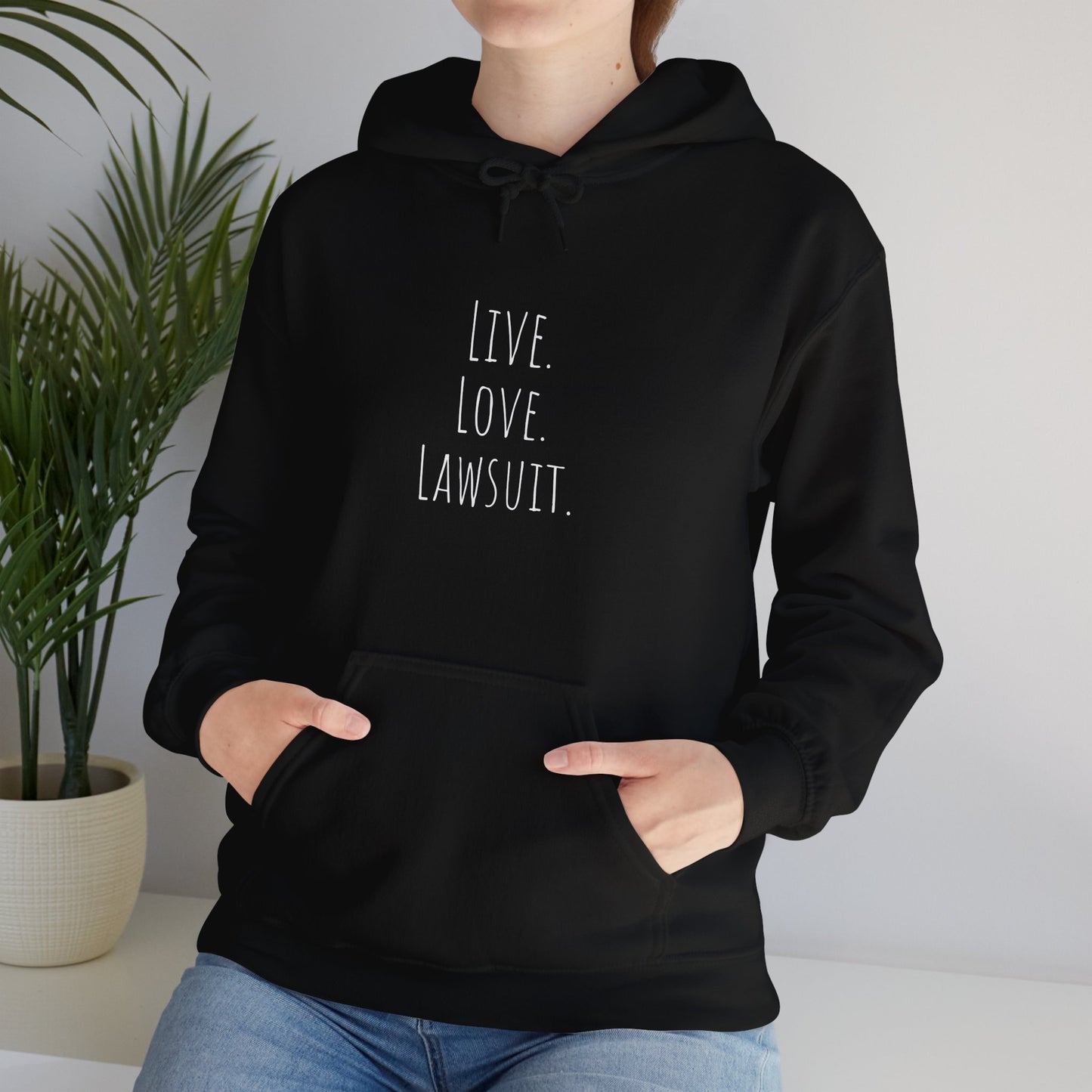 "Live. Love. Lawsuit." Statement Unisex Heavy Blend™ Hooded Sweatshirt - Hoodie