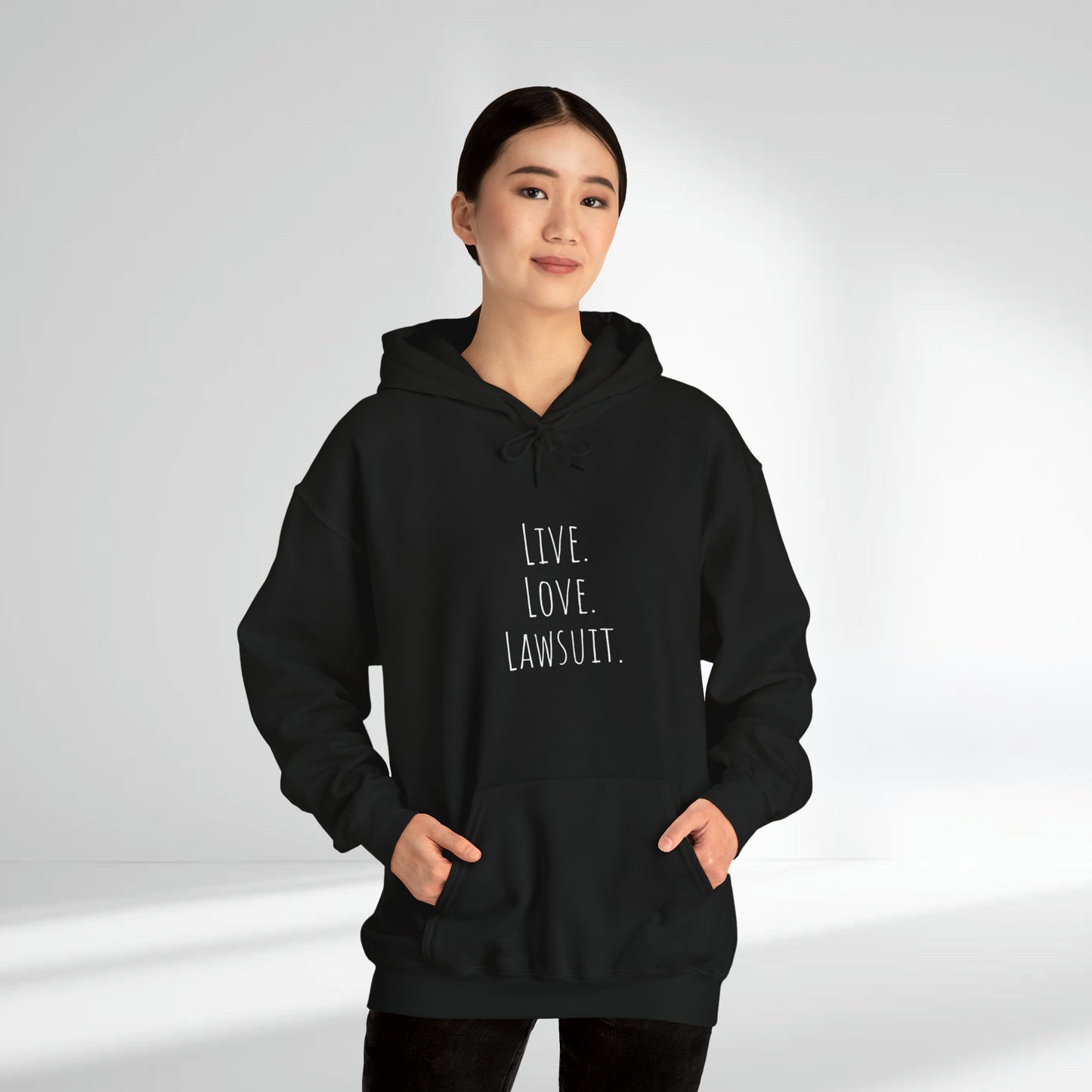 "Live. Love. Lawsuit." Statement Unisex Heavy Blend™ Hooded Sweatshirt - Hoodie