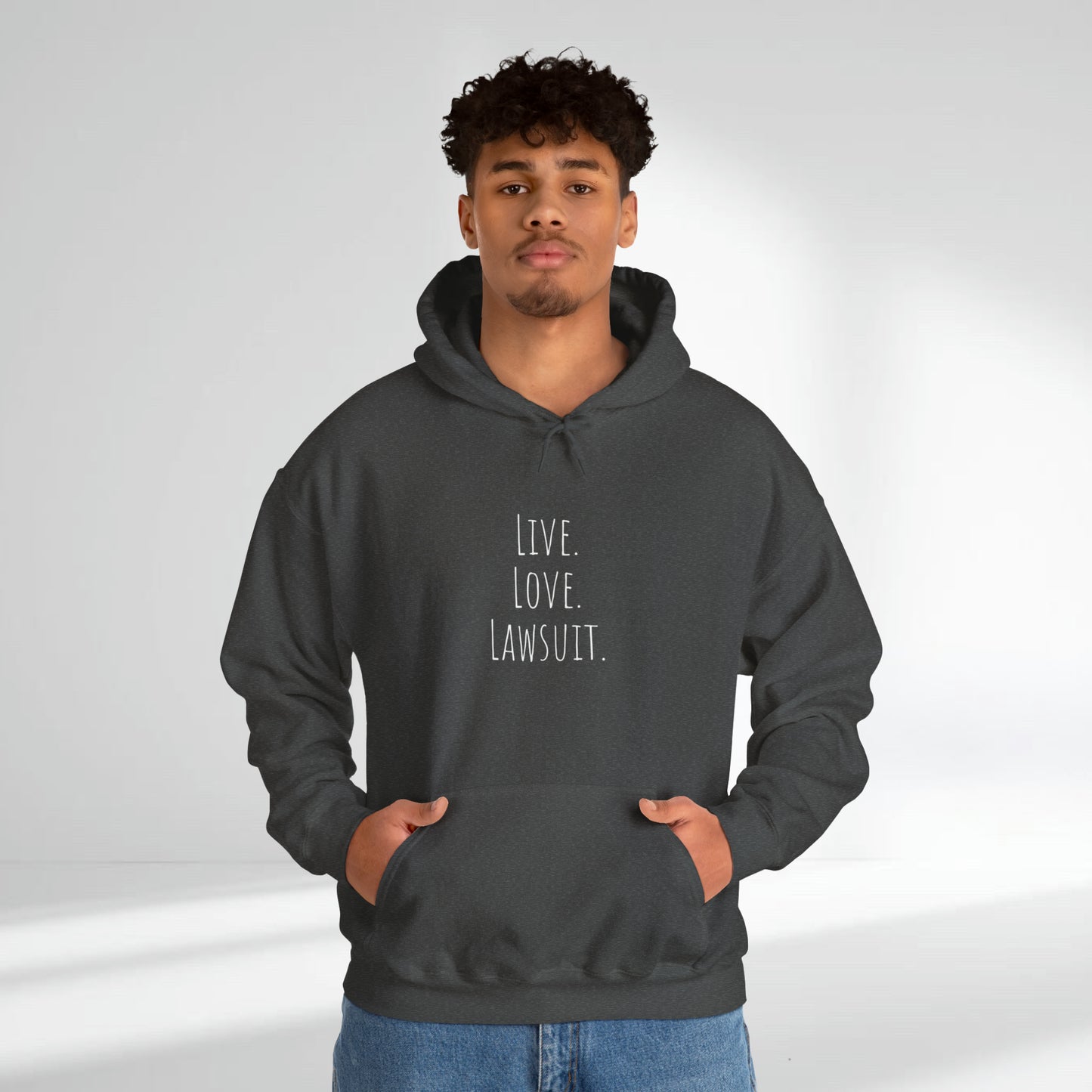 "Live. Love. Lawsuit." Statement Unisex Heavy Blend™ Hooded Sweatshirt - Hoodie