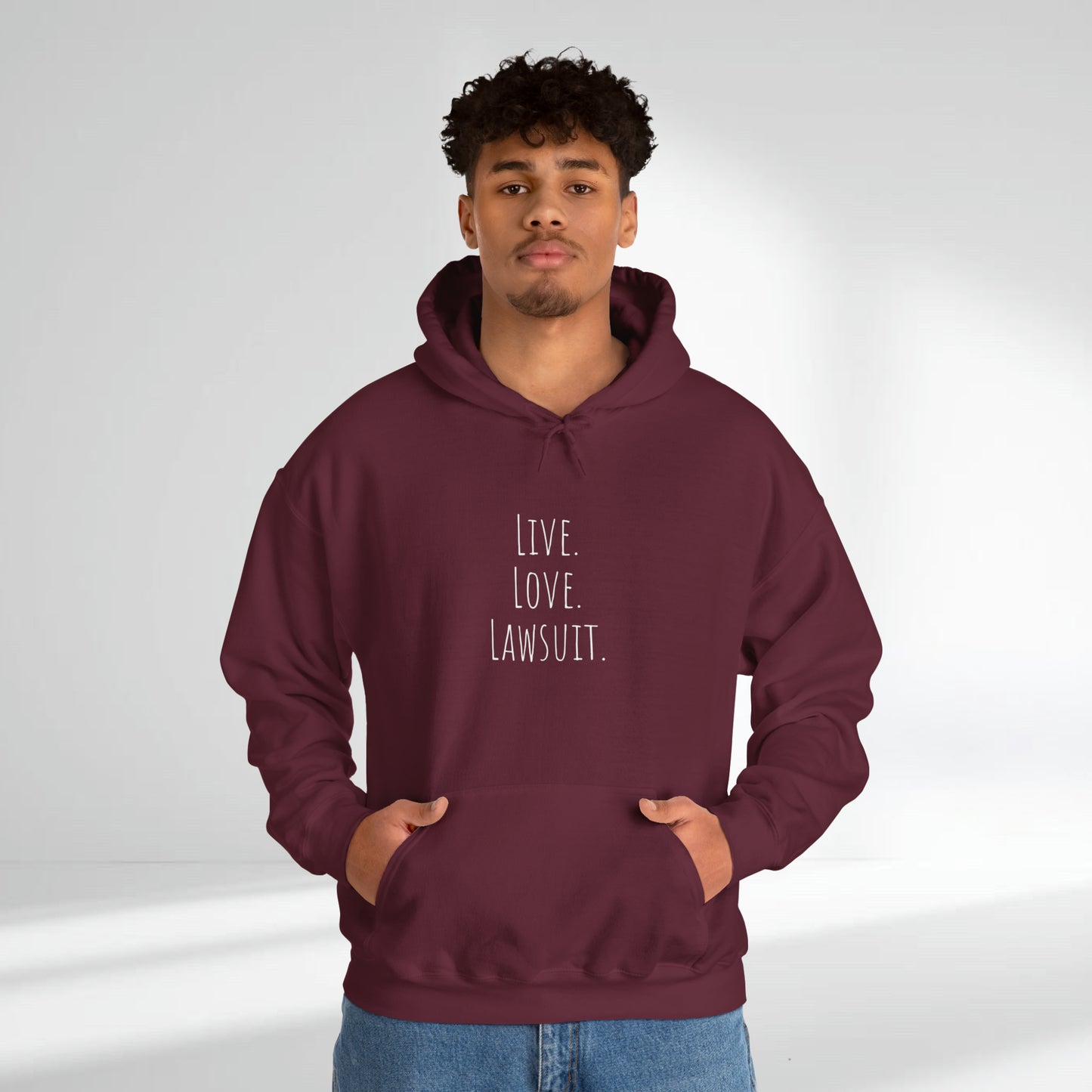 "Live. Love. Lawsuit." Statement Unisex Heavy Blend™ Hooded Sweatshirt - Hoodie