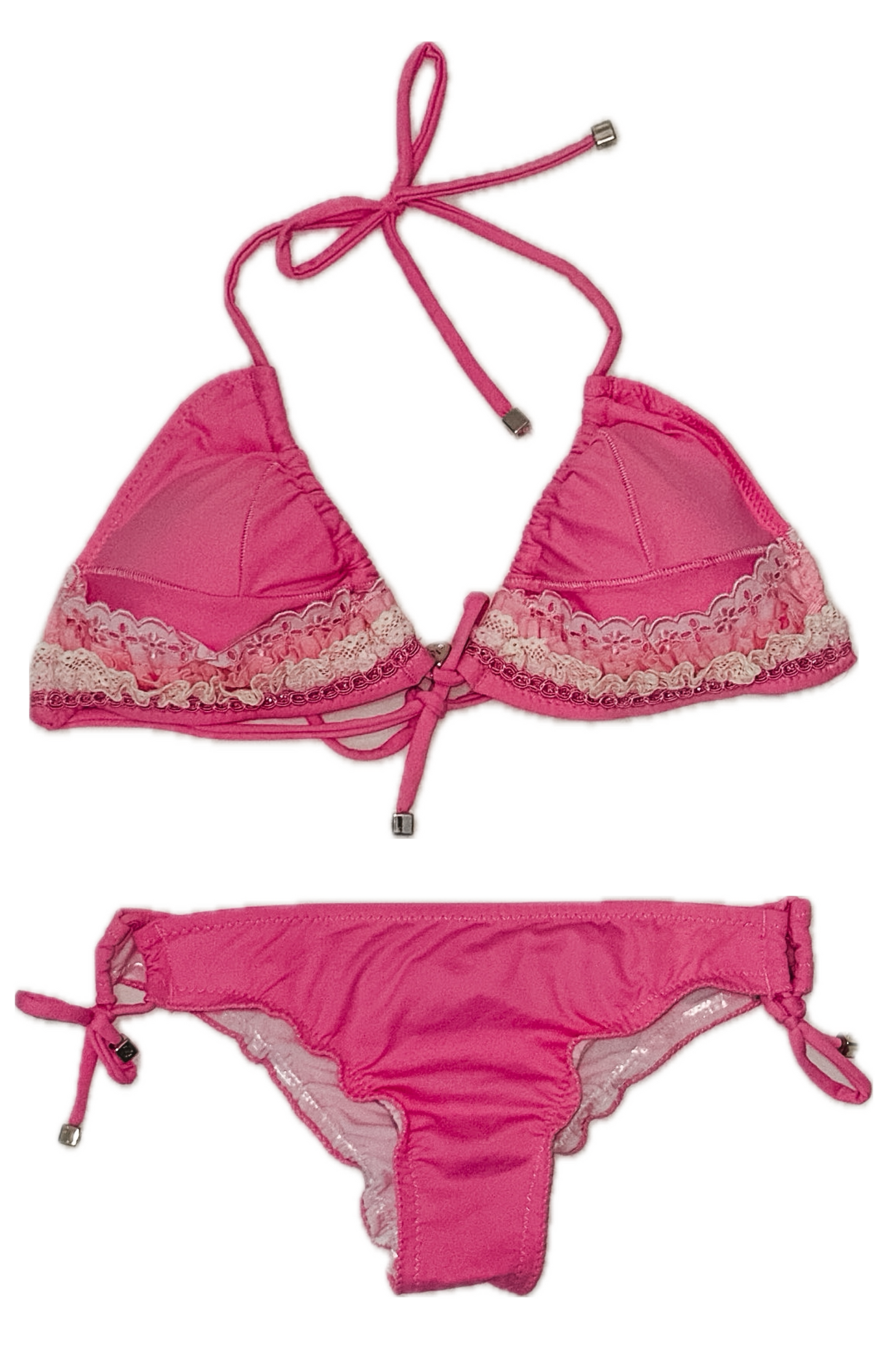 Swim Days Beachwear - Pink and White Broderie Anglaise Bikini