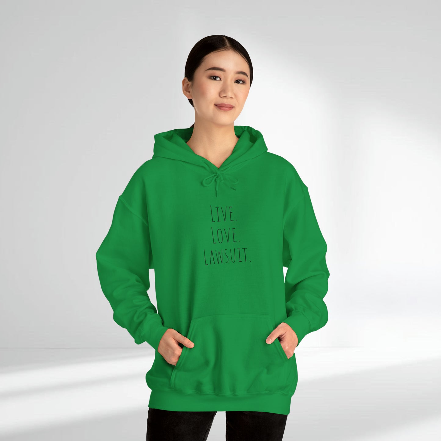 "Live. Laugh. Lawsuit." Statement Unisex Heavy Blend™ Hooded Sweatshirt - Hoodie