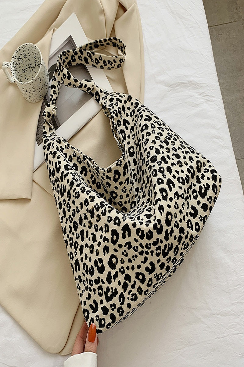 Leopard Print Canvas Tote Bag