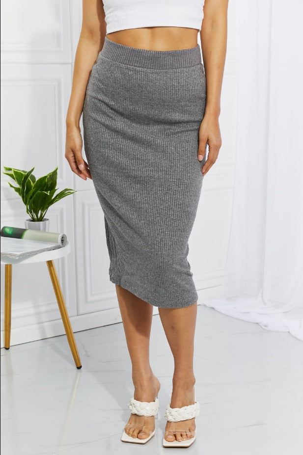 Ribbed Midi Skirt