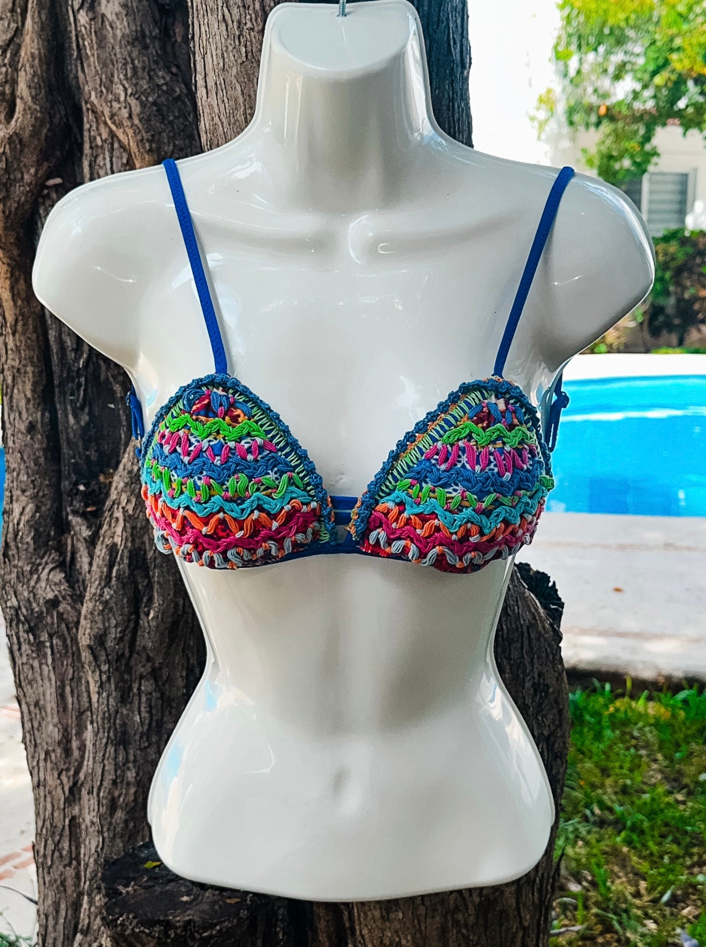 Swim Days Beachwear - Multi-Color Boho Embroidered Bikini Top