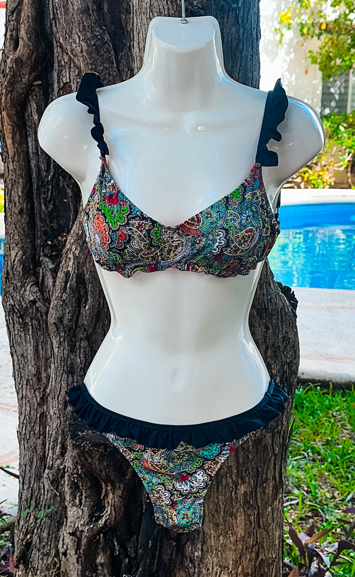 Swim Days Beachwear - Multi-Color Paisley Bikini with Fringe