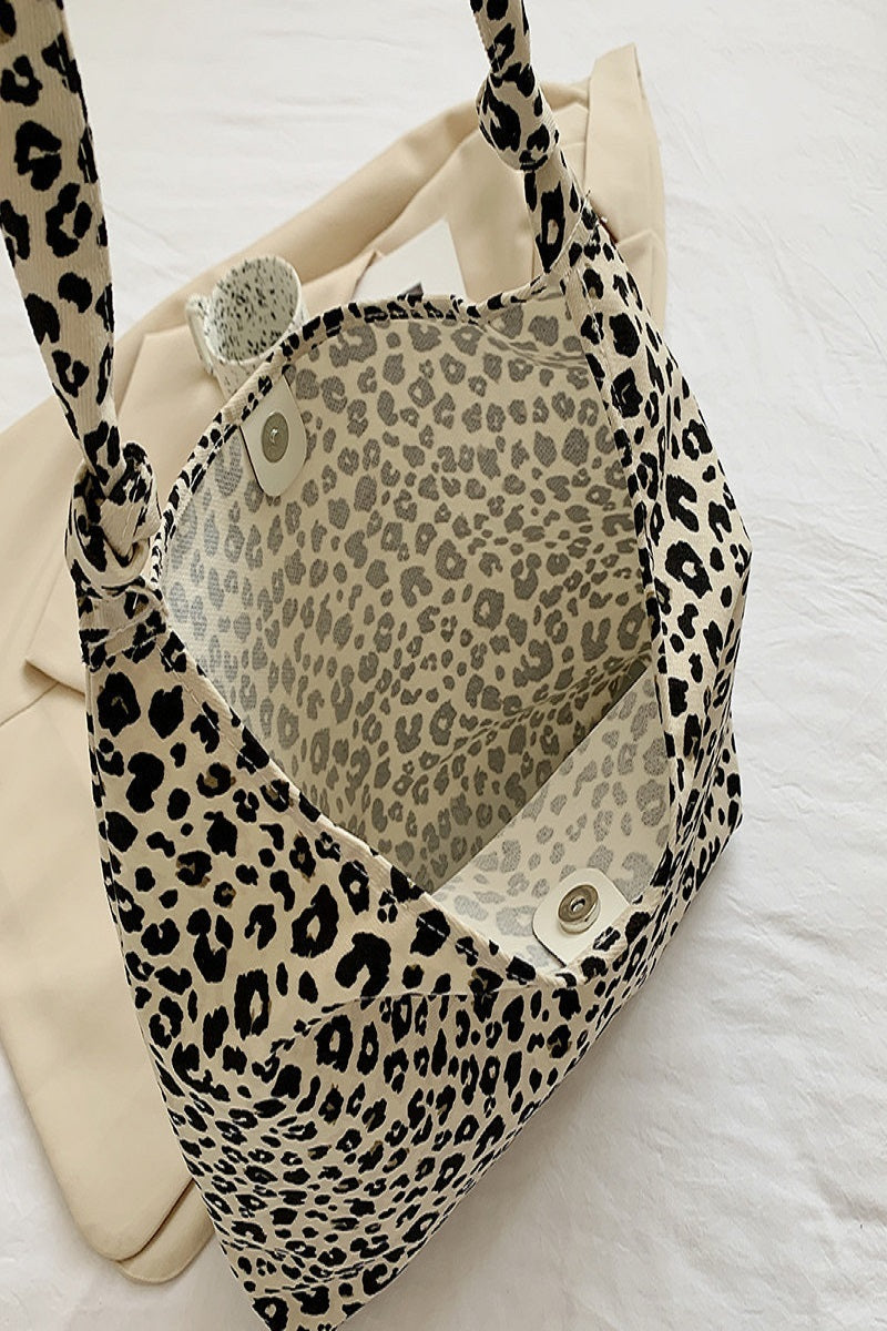 Leopard Print Canvas Tote Bag