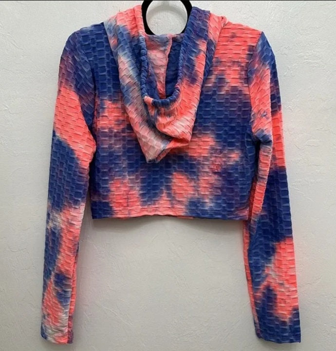 Athletic Tye Die Honeycomb Cropped Hoodie