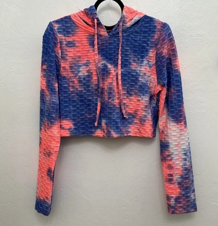 Athletic Tye Die Honeycomb Cropped Hoodie