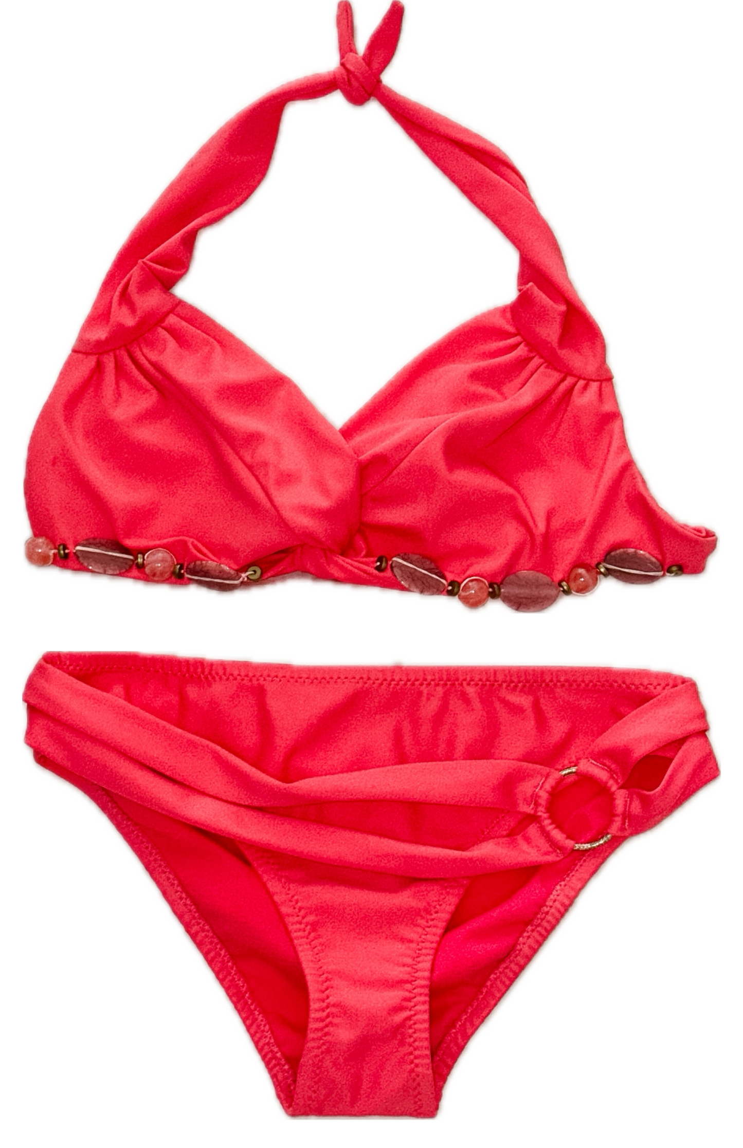 Swim Days Beachwear - Coral Bandeau Bikini Embellished with Stones