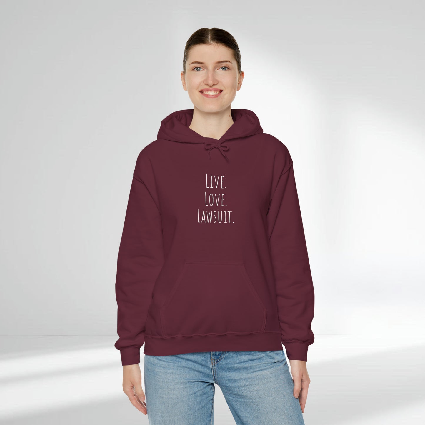 "Live. Love. Lawsuit." Statement Unisex Heavy Blend™ Hooded Sweatshirt - Hoodie