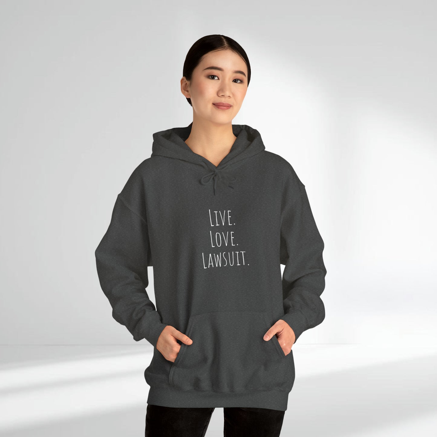 "Live. Love. Lawsuit." Statement Unisex Heavy Blend™ Hooded Sweatshirt - Hoodie