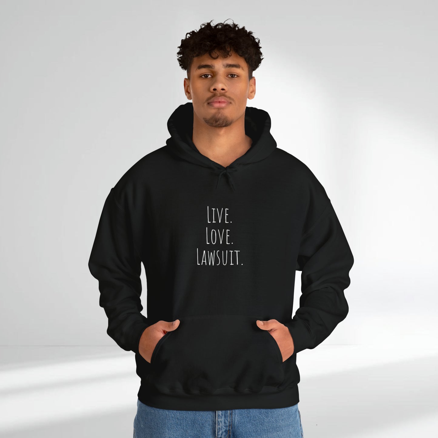 "Live. Love. Lawsuit." Statement Unisex Heavy Blend™ Hooded Sweatshirt - Hoodie