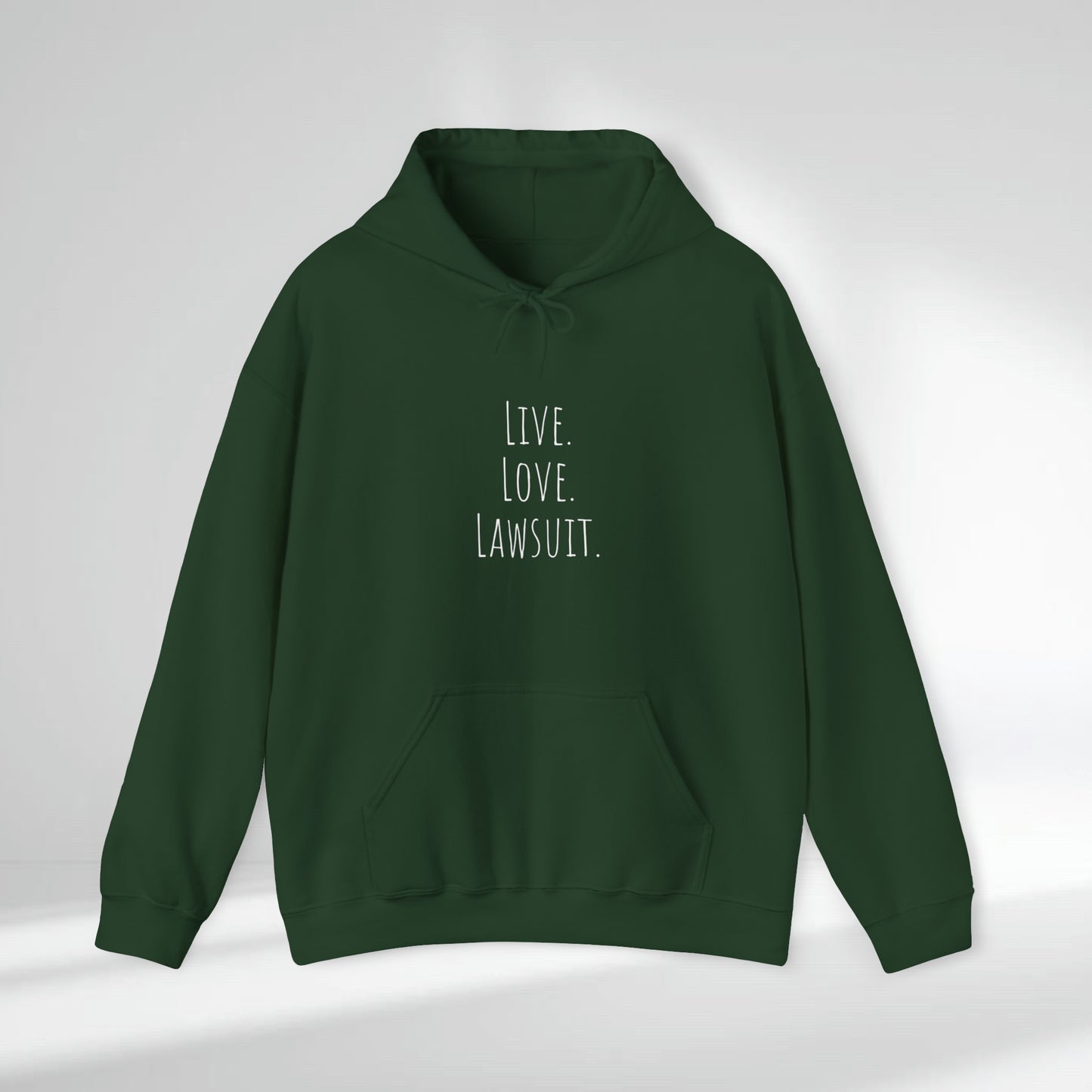 "Live. Love. Lawsuit." Statement Unisex Heavy Blend™ Hooded Sweatshirt - Hoodie