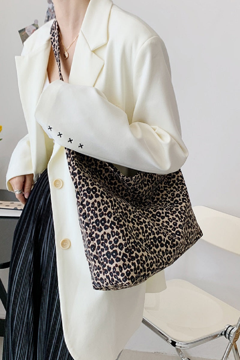 Leopard Print Canvas Tote Bag