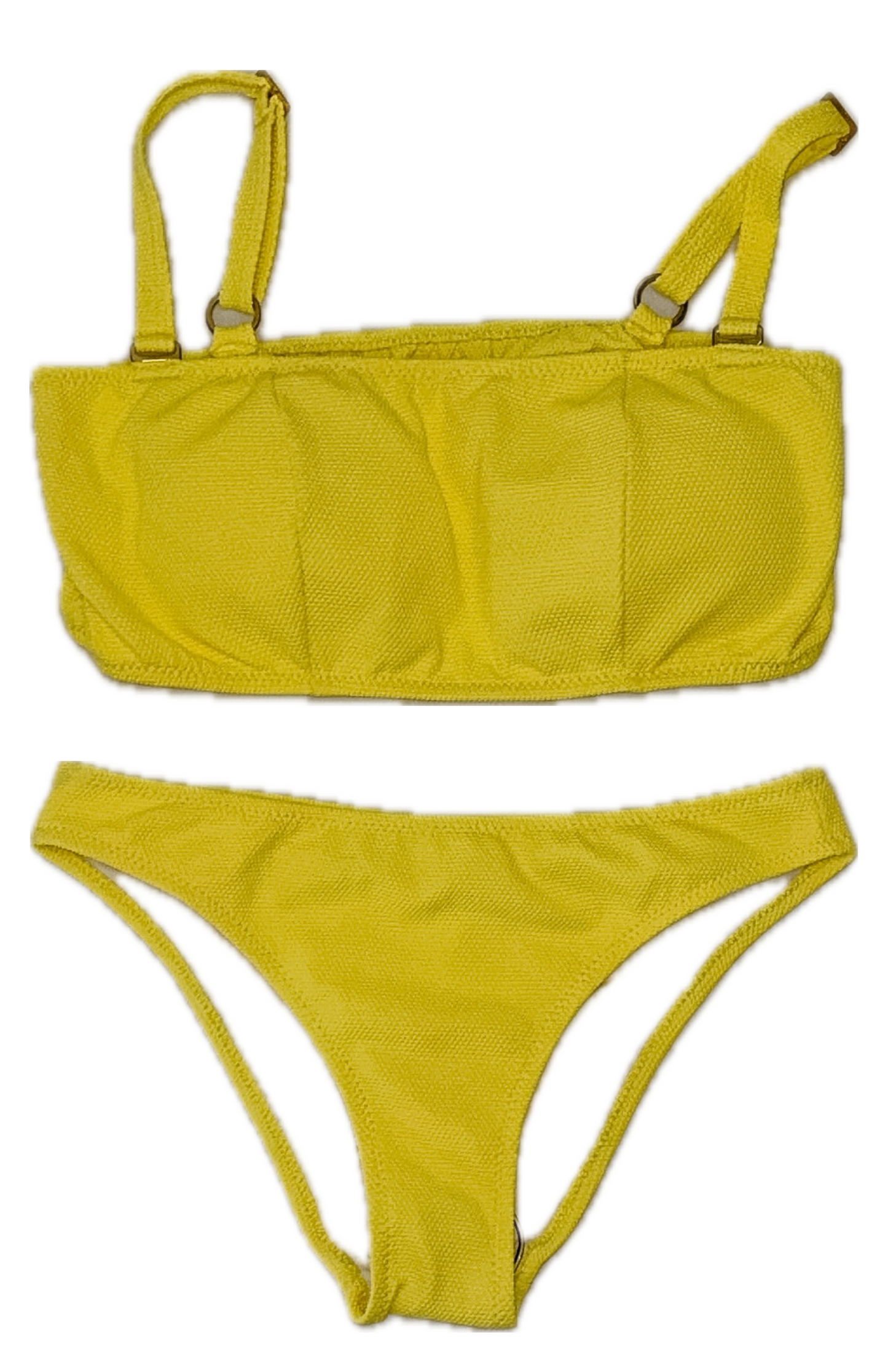 Swim Days Beachwear - Yellow Bandeau Waffle Bikini