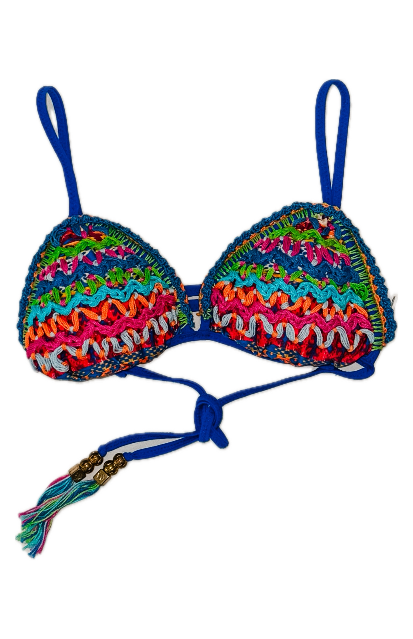 Swim Days Beachwear - Multi-Color Boho Embroidered Bikini Top