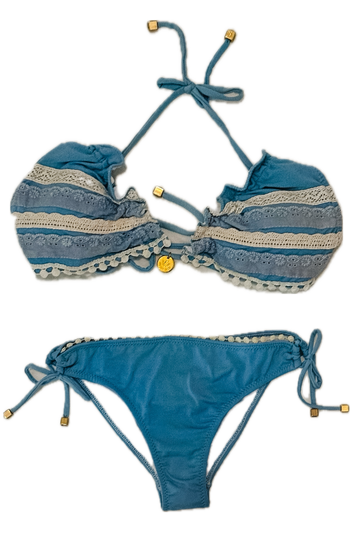 Swim Days Beachwear - Blue and White Broderie Anglaise Bikini