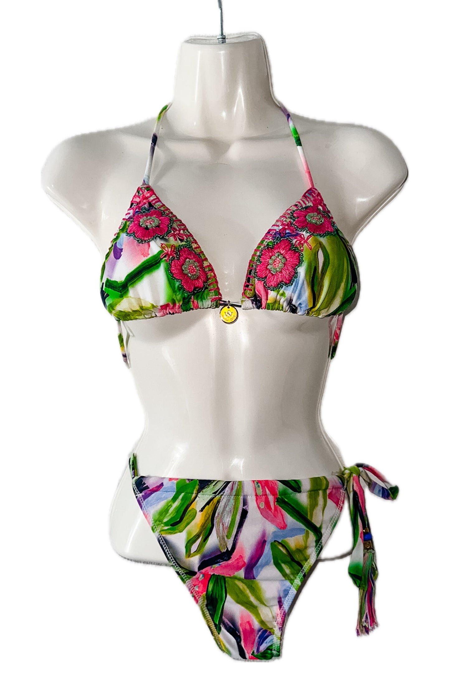 Swim Days Beachwear - Tri-Color Embroidered Floral Bikini