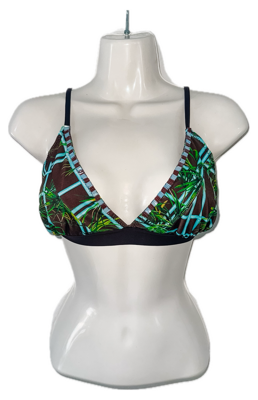 Swim Days Beachwear - Palm Print Bikini Top with Beading