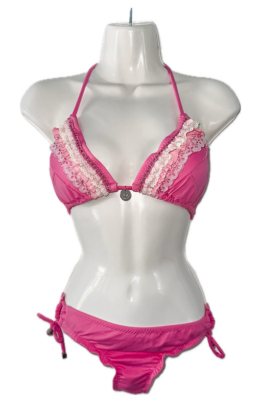 Swim Days Beachwear - Pink and White Broderie Anglaise Bikini