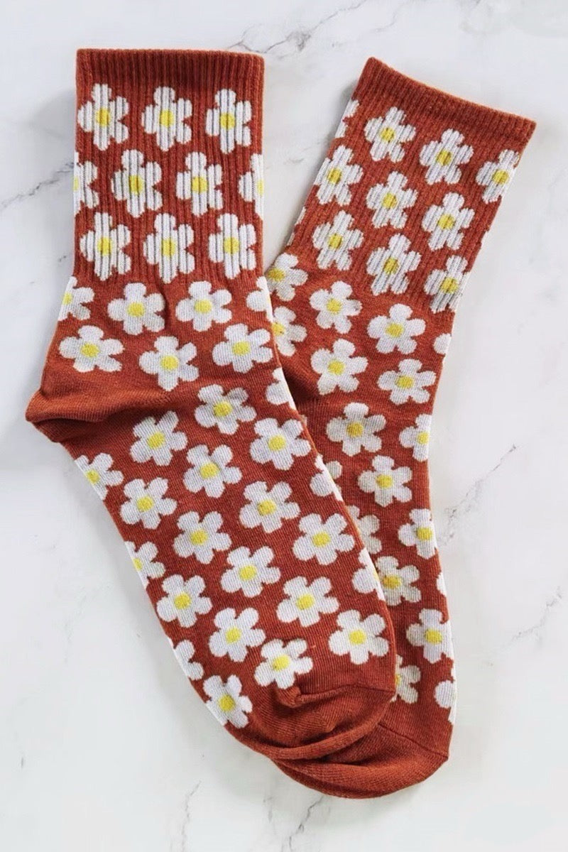 Daisy Pattern Casual Socks - Women's