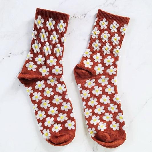 Daisy Pattern Casual Socks - Women's