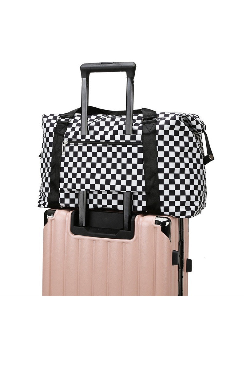 Black and White Checkered Duffel Bag