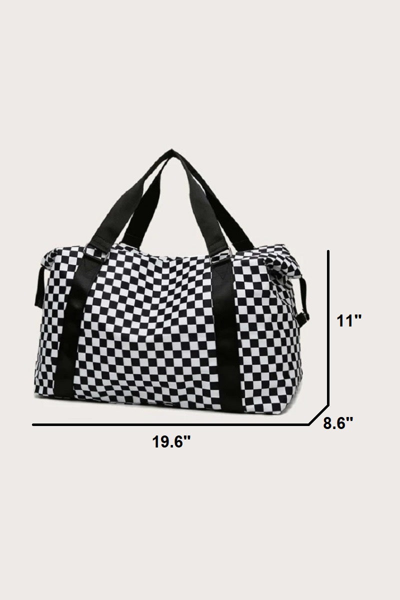 Black and White Checkered Duffel Bag