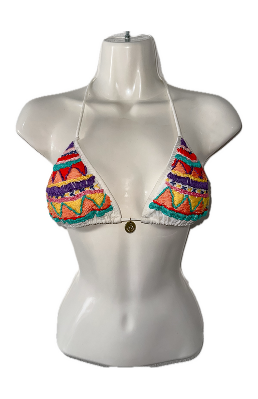 Swim Days Beachwear - Multi-Color Embroidered Bikini Top