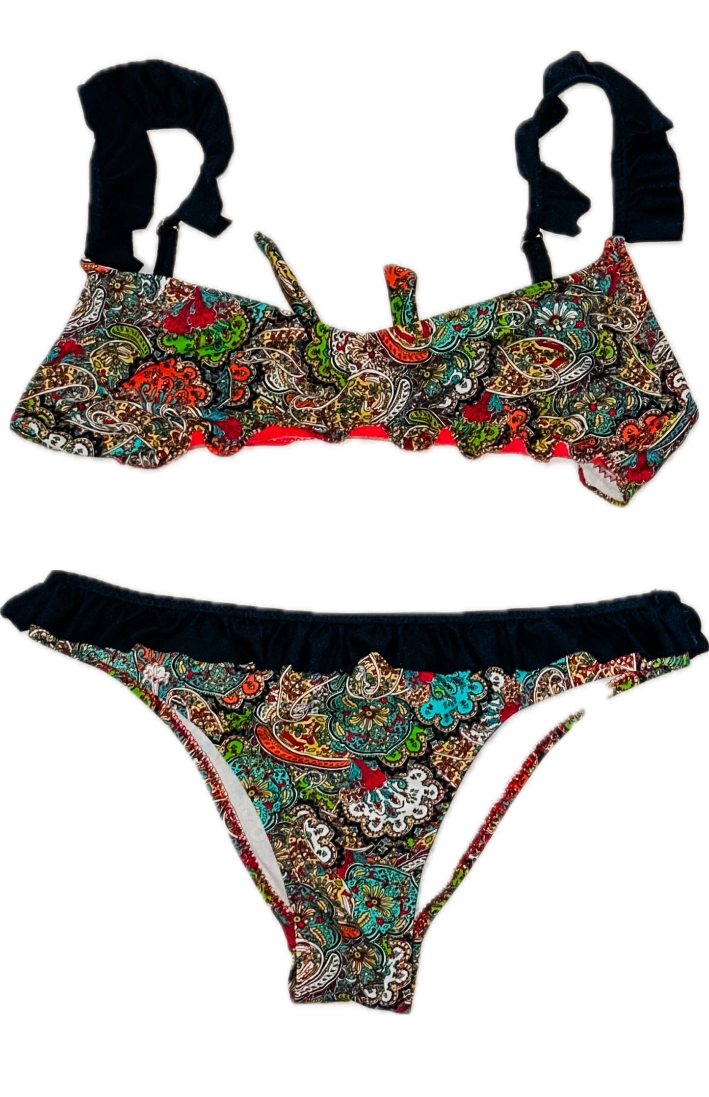 Swim Days Beachwear - Multi-Color Paisley Bikini with Fringe