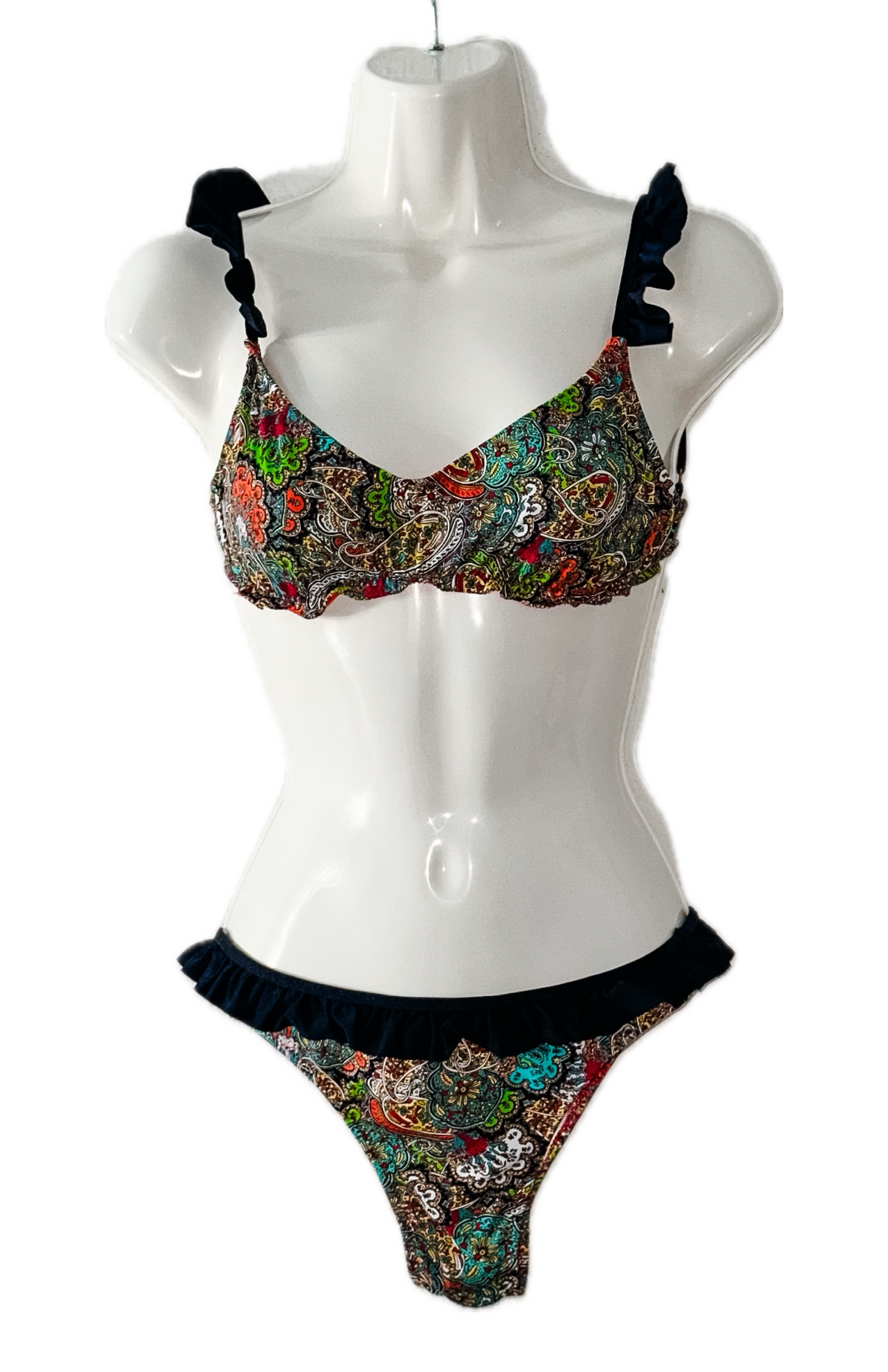 Swim Days Beachwear - Multi-Color Paisley Bikini with Fringe