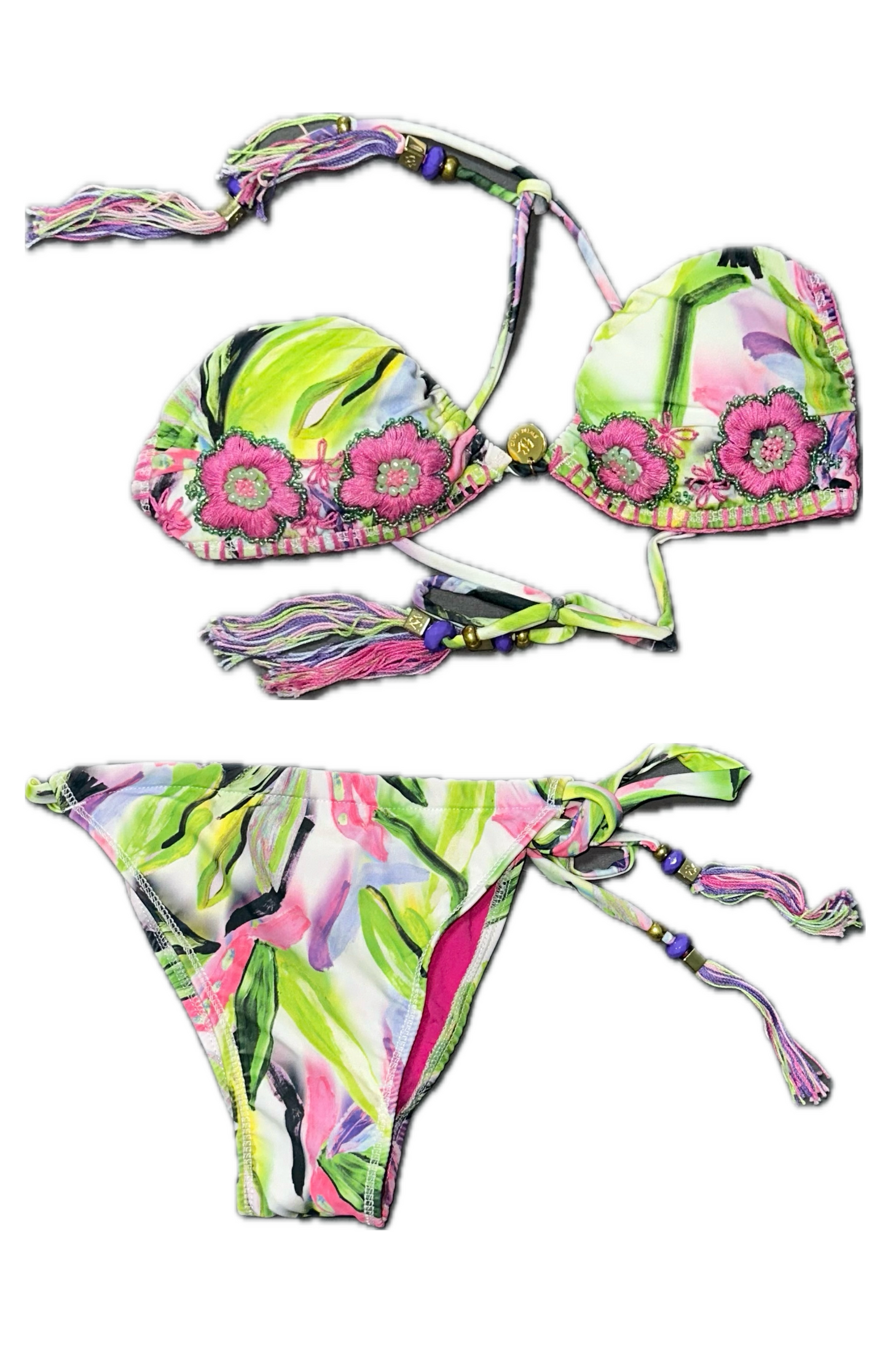 Swim Days Beachwear - Tri-Color Embroidered Floral Bikini