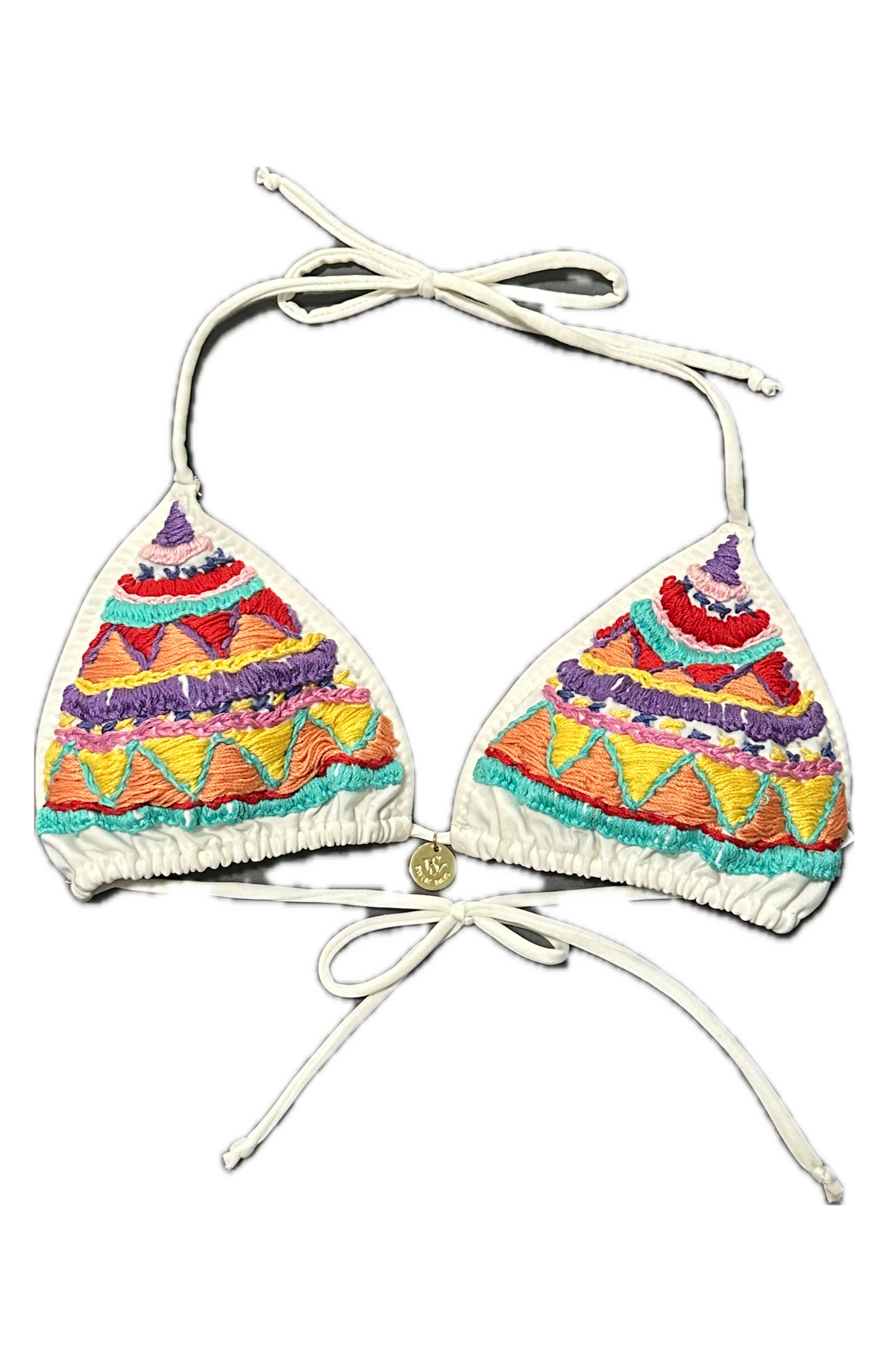 Swim Days Beachwear - Multi-Color Embroidered Bikini Top