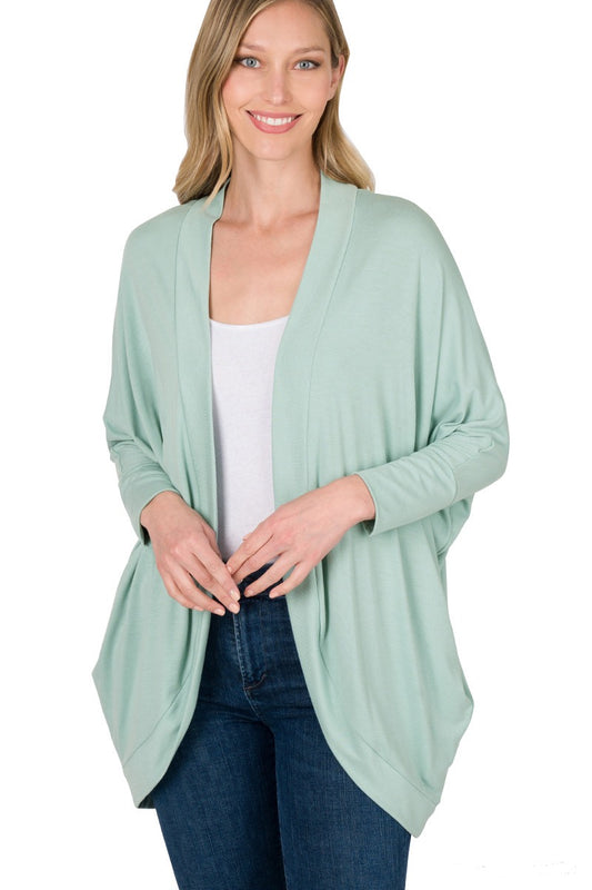 Wrap Cardigan - 3/4 Sleeve Cocoon Style