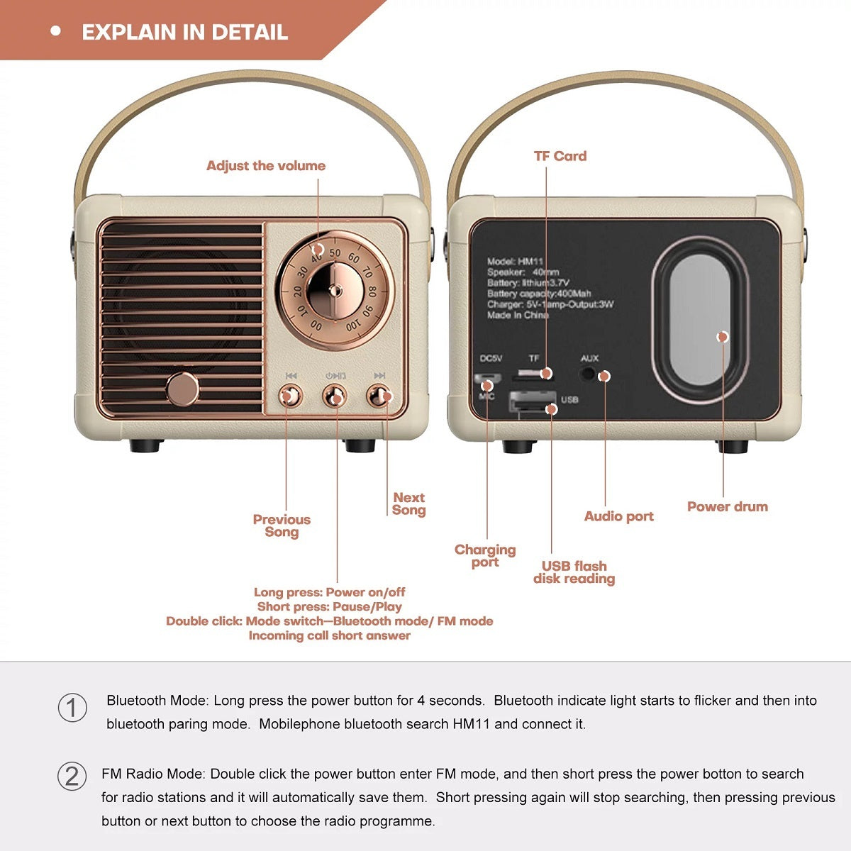 Mini Retro Bluetooth Speaker