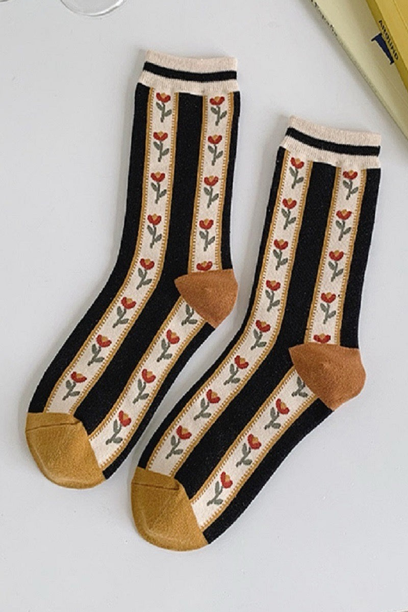 Vintage Floral Design Socks