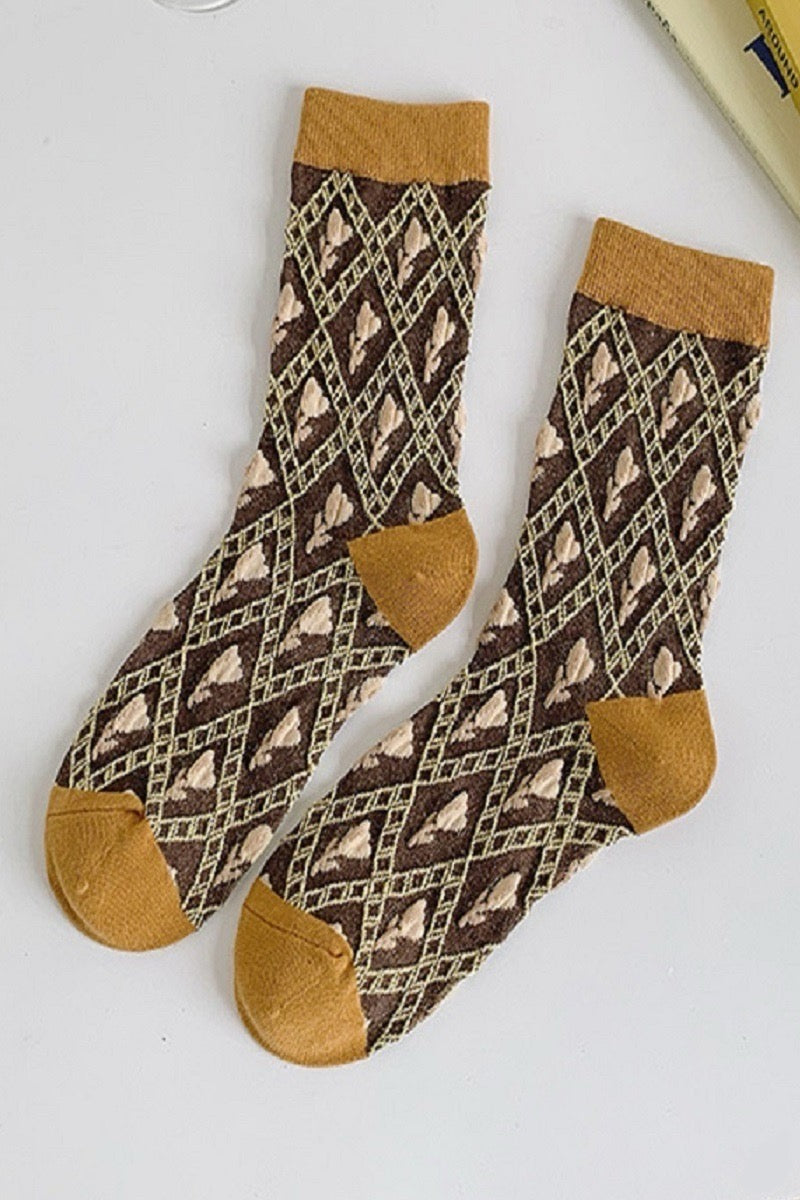 Vintage Floral Design Socks