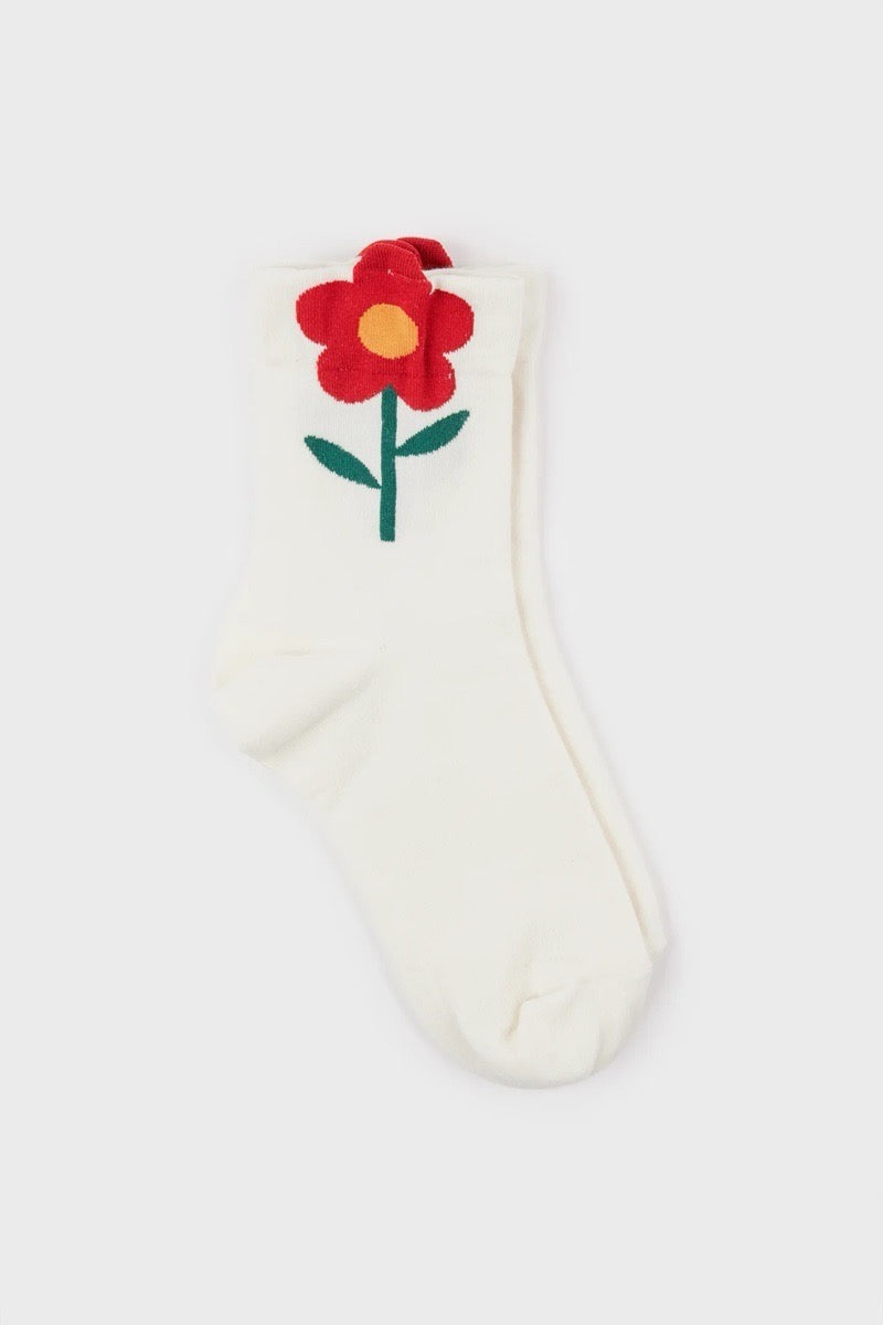 Floral Design Knitted Socks