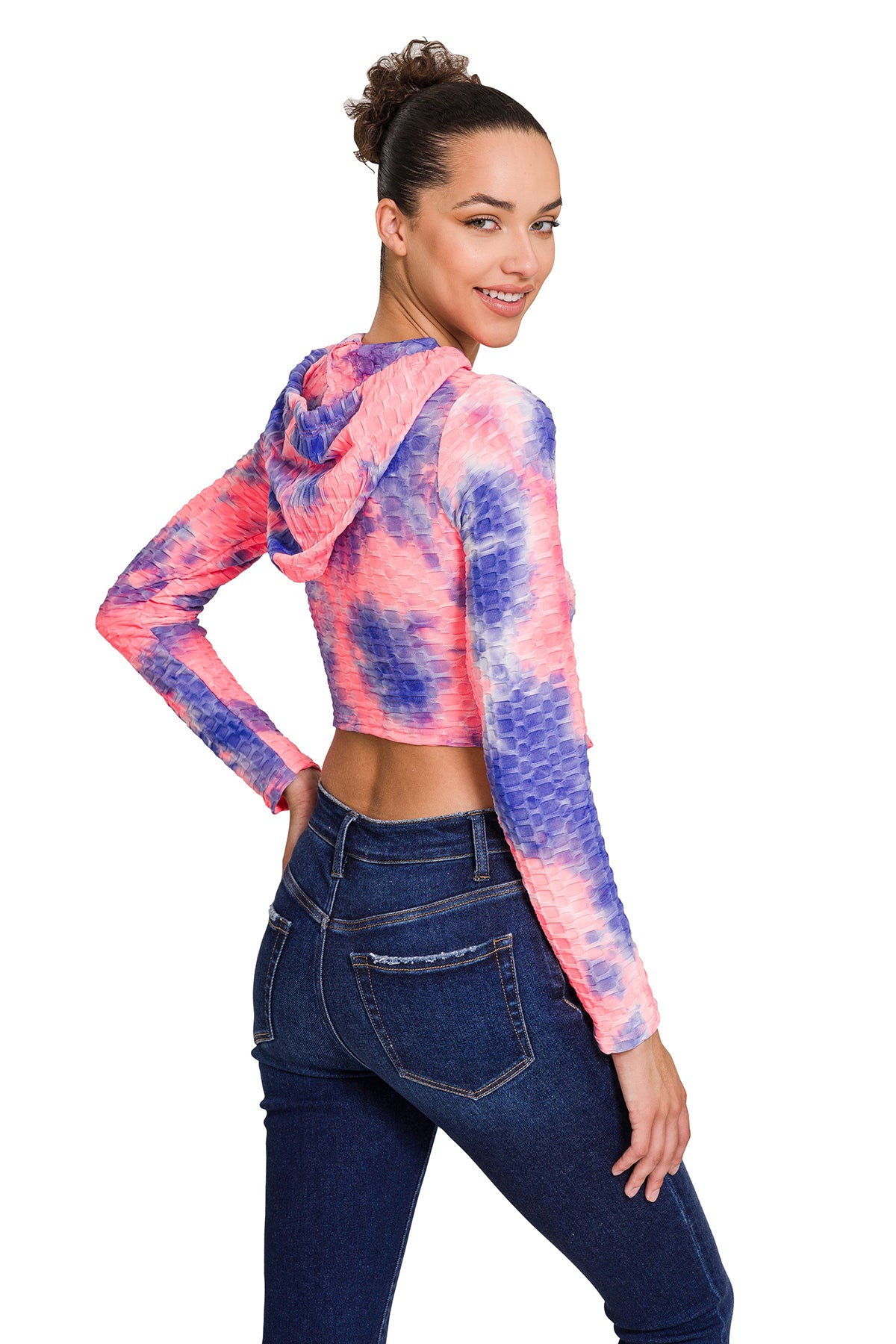 Athletic Tye Die Honeycomb Cropped Hoodie