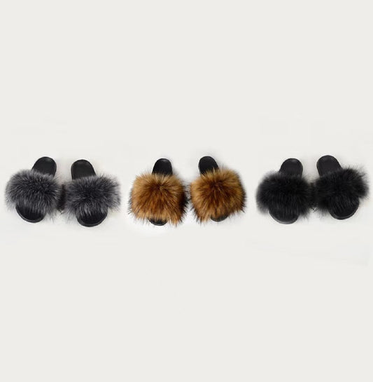 Single Band Furry Slippers - Women's